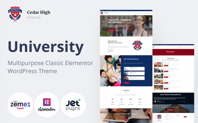 Cedar High WordPress university theme.