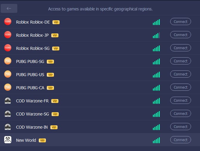iTop VPN gaming servers.