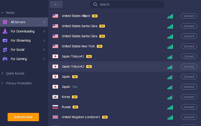 iTop VPN server locations.