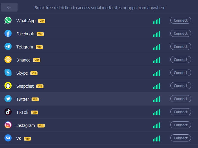 iTop VPN social servers.