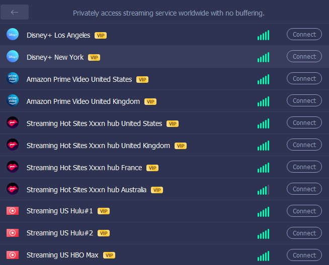 iTop VPN streaming servers.