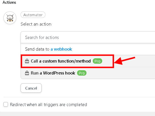 Uncanny Automator available actions.