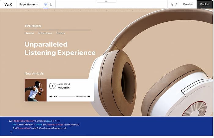 Wix website builder.