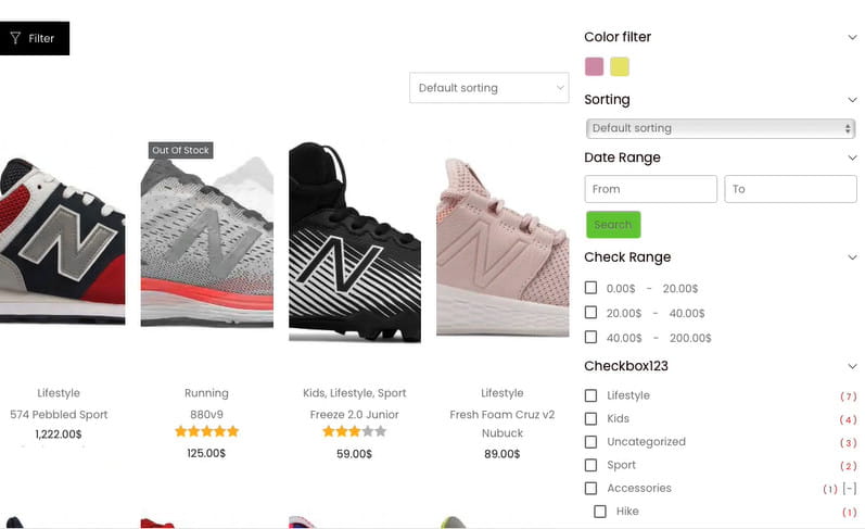 Woostify theme smart product filter.