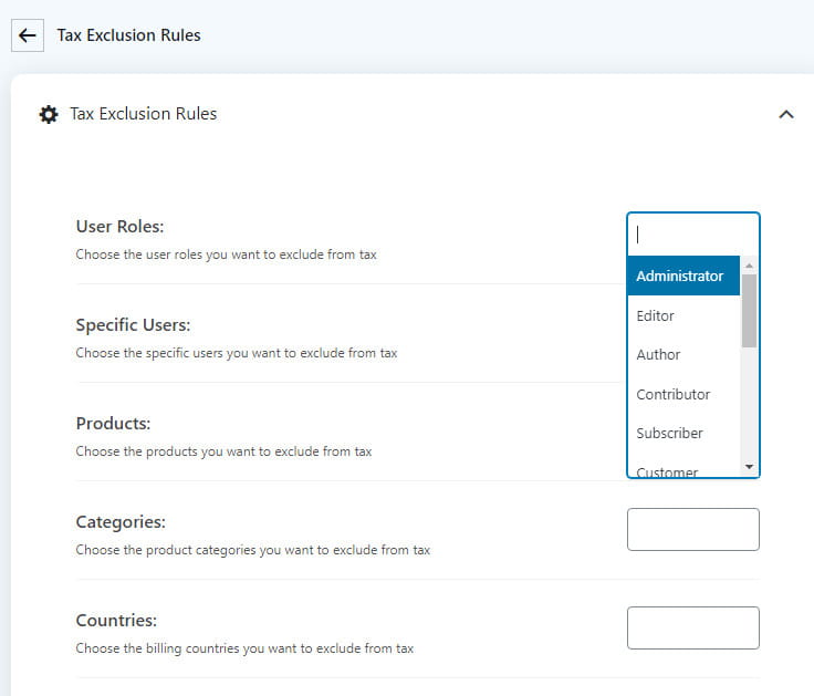 Woosuite Wholesale tax exclusion rules.