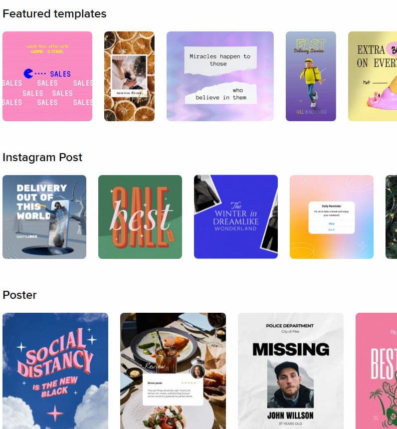 VistaCreate design features.