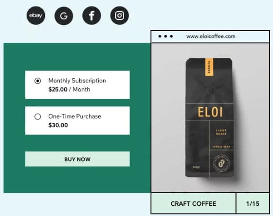 Wix eCommerce features.