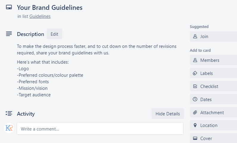 Kimp adding brand guideliness.