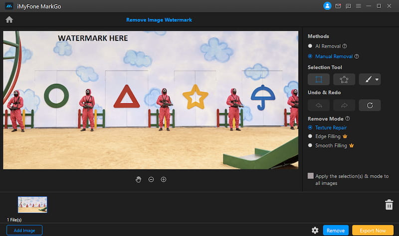 How to remove text from image with MarkGo?