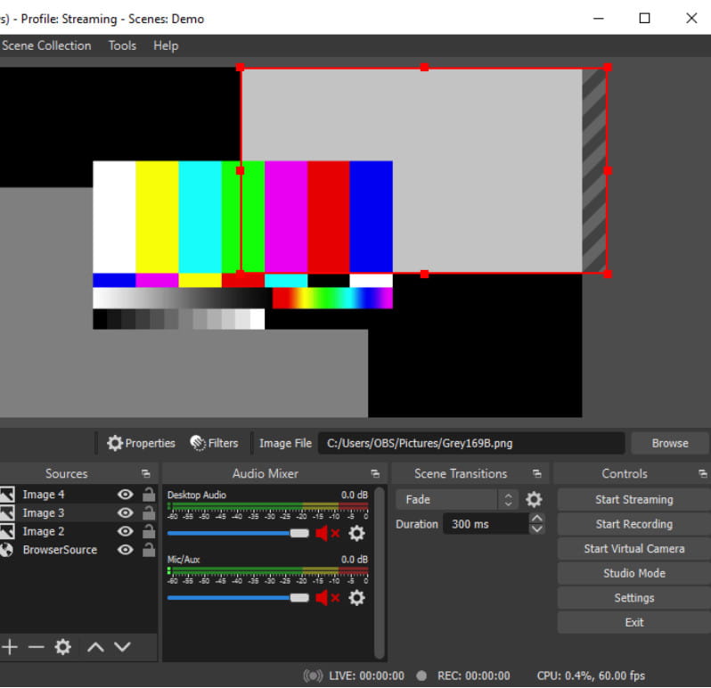 OBS select part of screen to record.