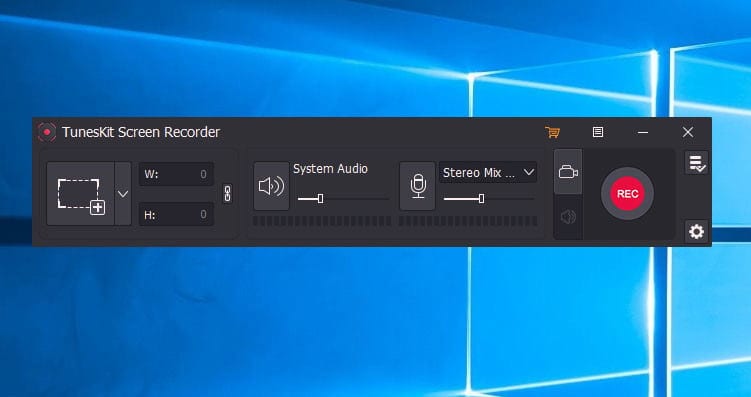 TunesKit screen recorder interface.