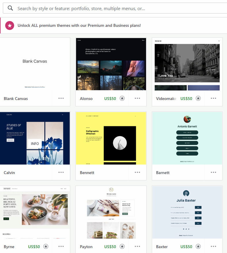 WordPress.com themes.