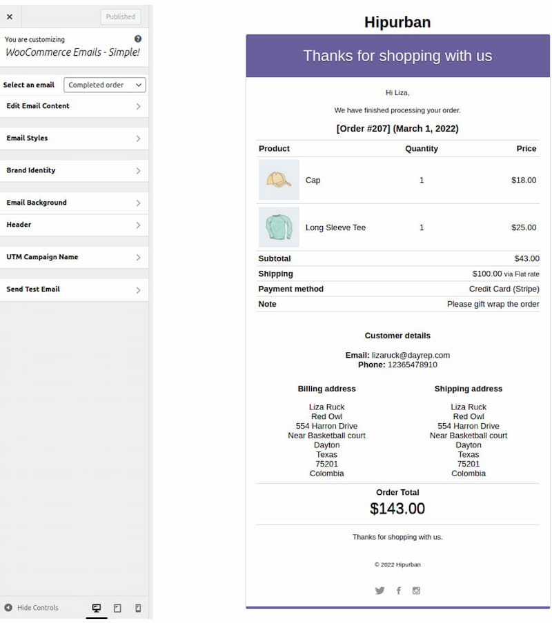Email Customizer Pro live editor.