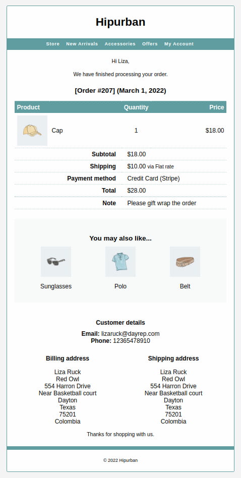 Email Customizer PRO product recommendations option.