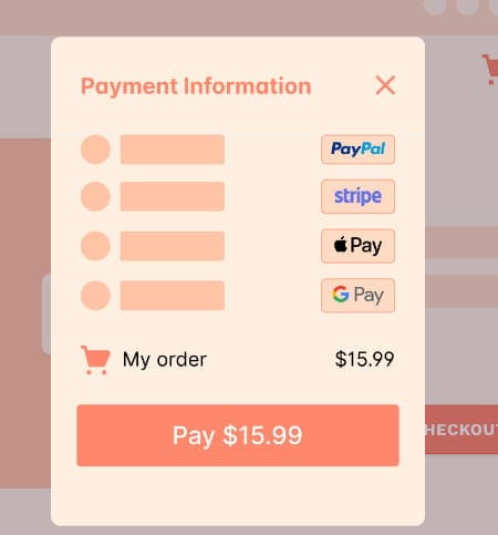 PeachPay available payment methods.