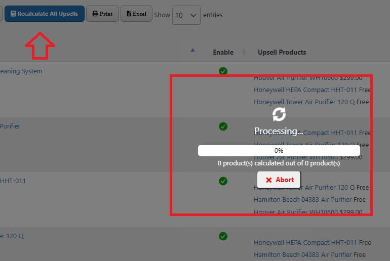UpsellMaster algorithm for setting upsells.