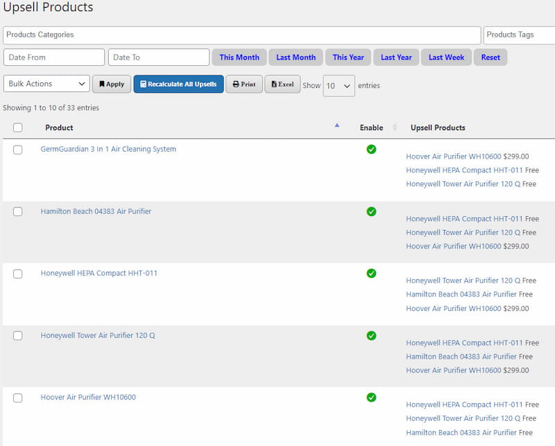UpsellMaster upselling by products.