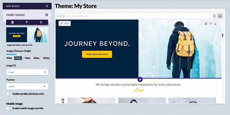Volusion site builder.