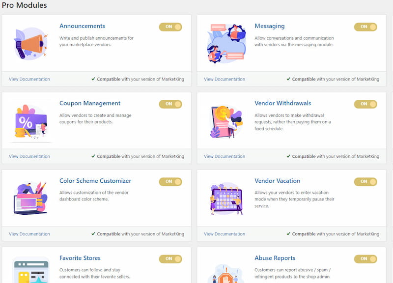 MarketKing pro modules.