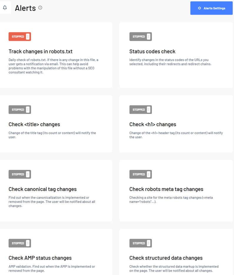 Marketing Miner alerts for competitors.