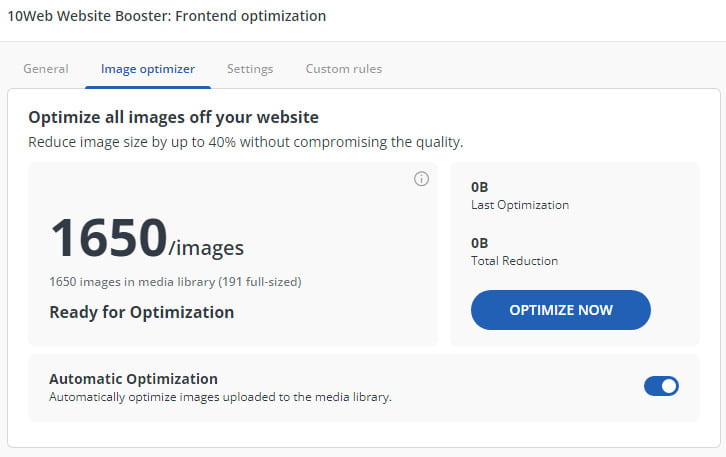 10Web Booster image optimization.