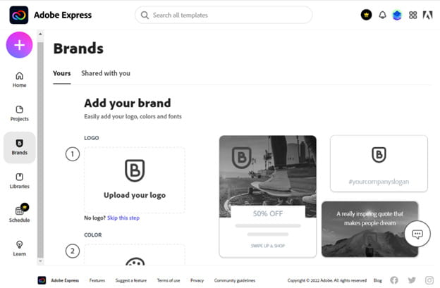 Adobe Express brand management.