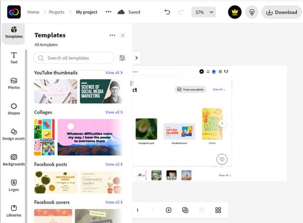 Adobe Express templates.