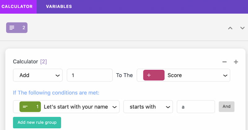 Quill Forms calculator feature.