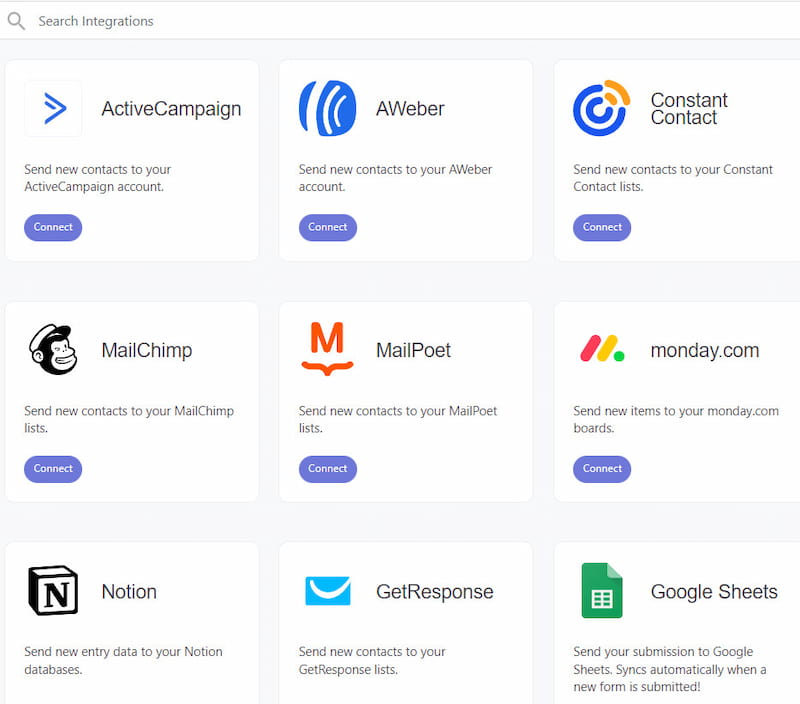 Quill Forms integrations.