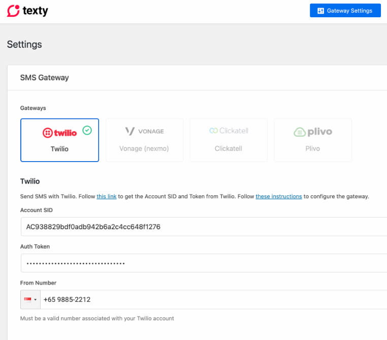 Texty free SMS notification plugin for WooCommerce.