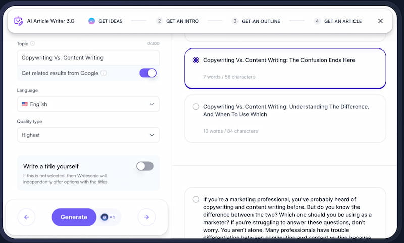 Writersonic AI writer.