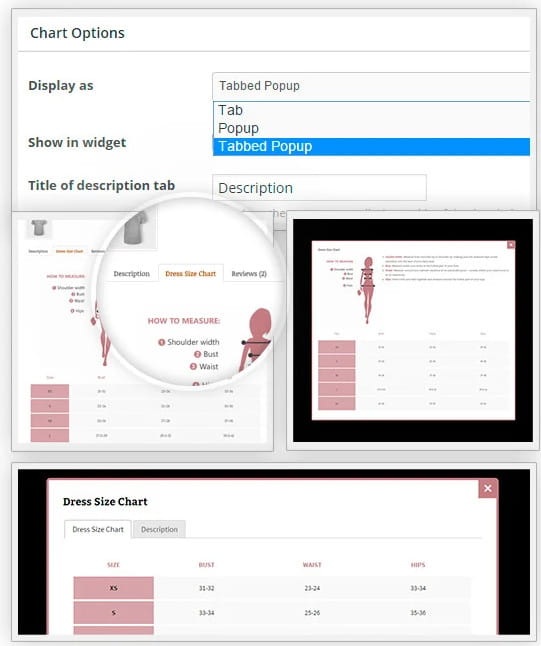 YITH Product Size Charts for WooCommerce features.