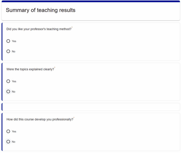 Evaluation survey example.