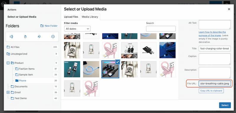 CatFolders plugin product images browser.
