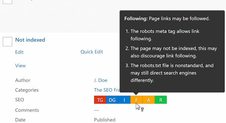 SEO Framework content analysis.