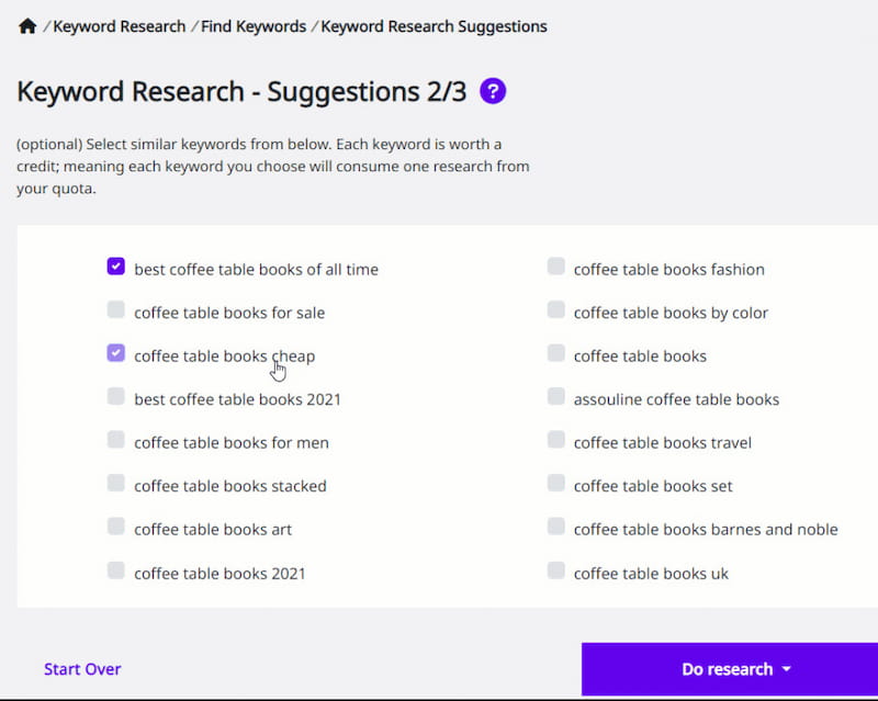 Squirrly keyword research feature.