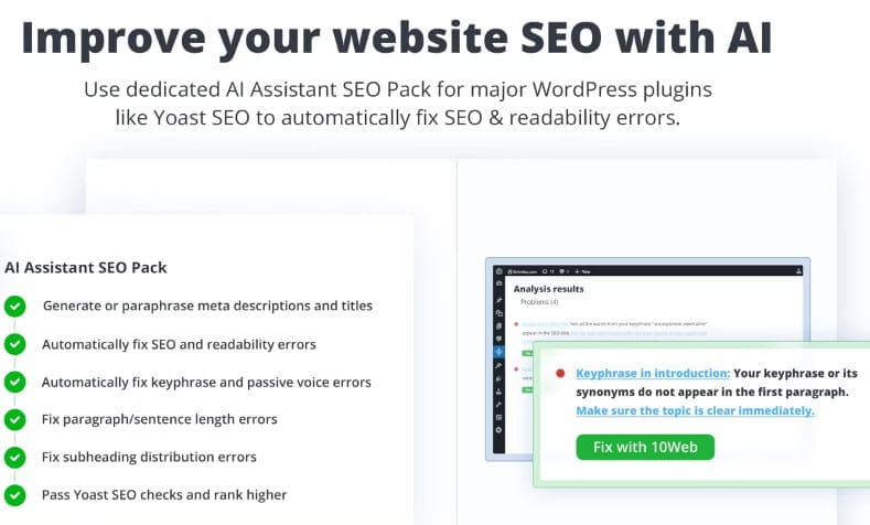 10Web SEO Assistant pack.