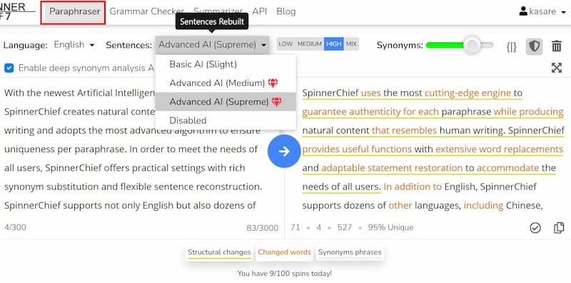 SpinnerChief paraphraser review.