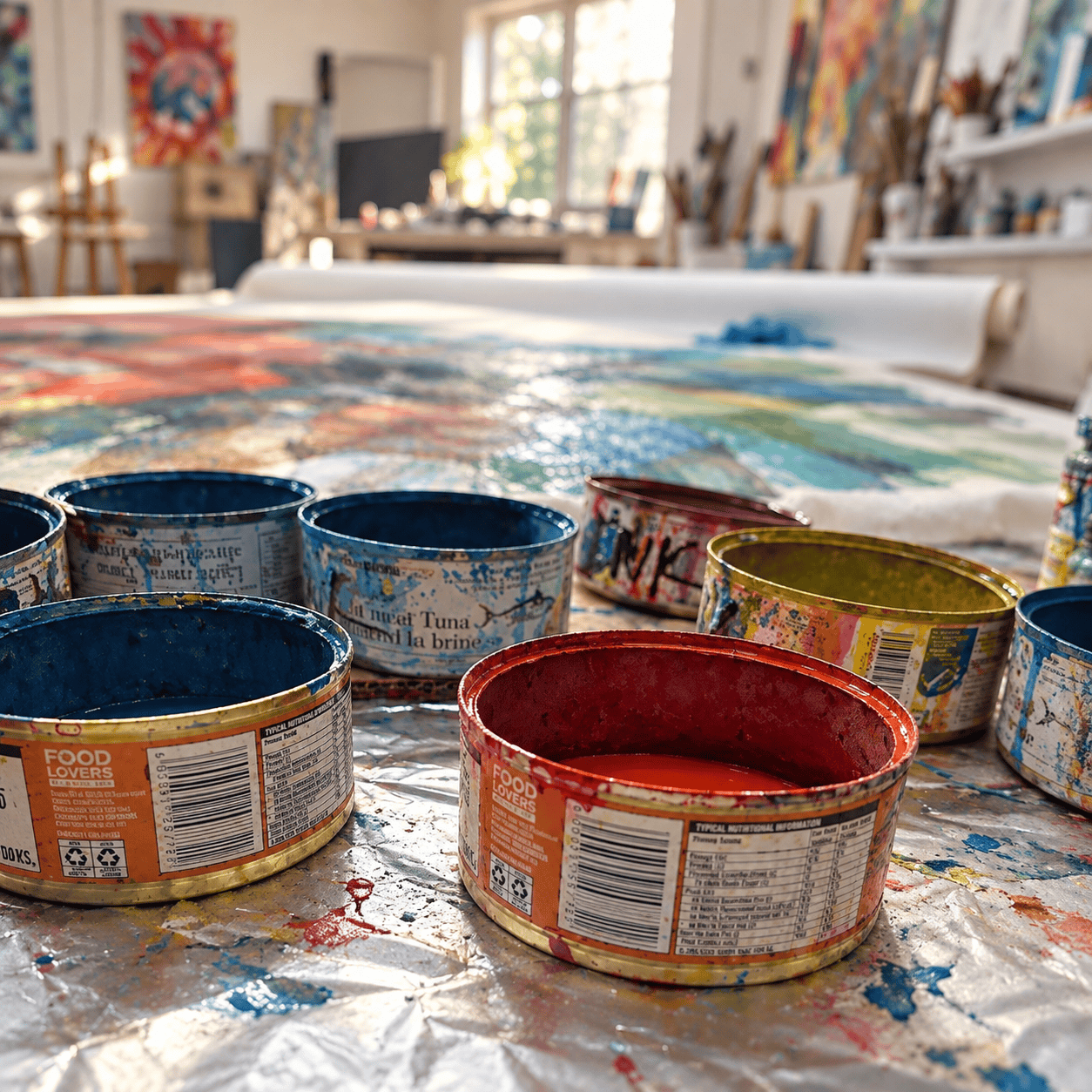 Leonie E. Brown’s Cape Town art studio with original paintings and works in progress.