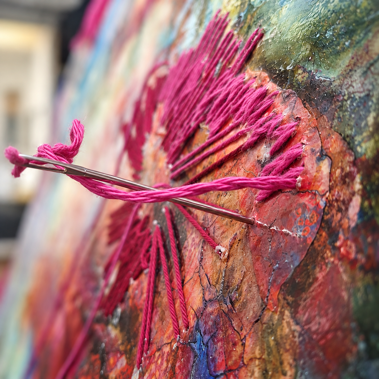 Leonie E. Brown’s Cape Town art studio with original paintings and works in progress.