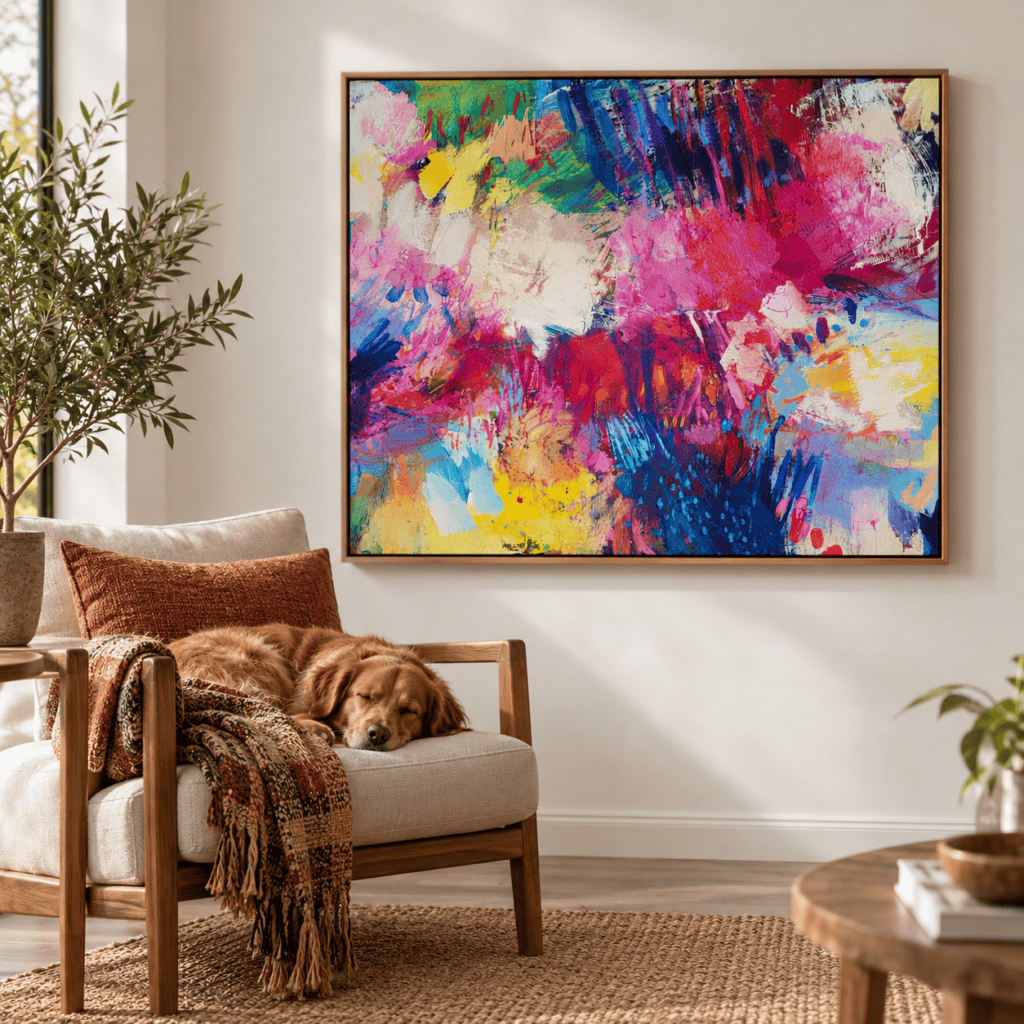 Life Lived, 90 × 76 cm, contemporary abstract painting in oil and cold wax by Leonie E. Brown