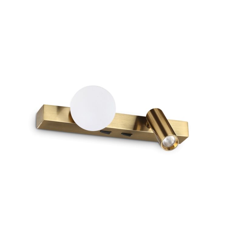 Sieninis šviestuvas BINOMIO LED AP OTTONE, 336671, Lima Design, Sieniniai šviestuvai, Ideal Lux, sieninis šviestuvas binomio