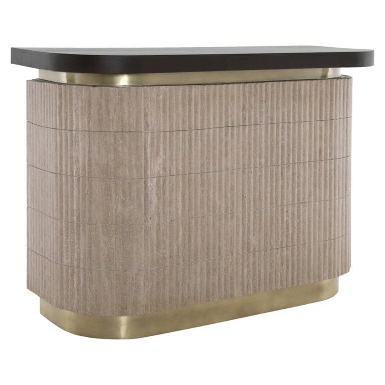 Baro spintelė MARTINI Beige su travertino korpusu, 60,5 × 140 × 106 cm