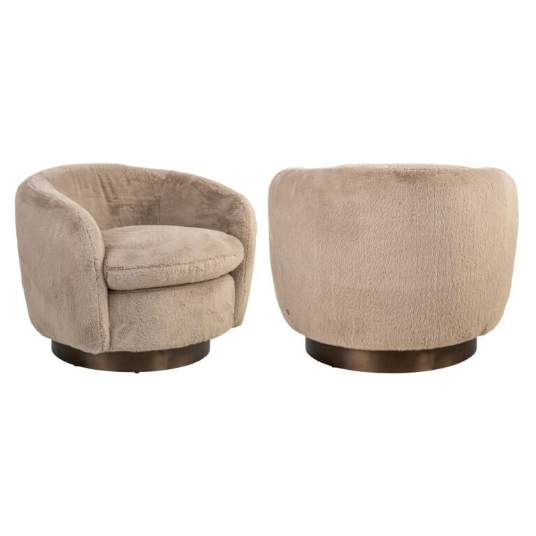Pasukamas fotelis Colmar khaki fluffy, 79 × 86 × 67 cm