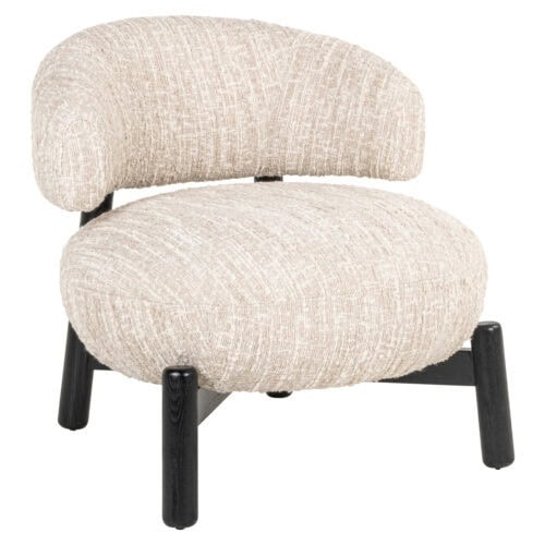 Fotelis Ornella beige angora su mediniu rėmu, 79 × 73 × 72 cm