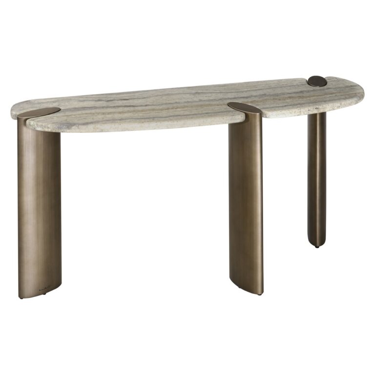 Konsolė ARCADIA Grey – Richmond Interiors travertino ir metalo konsolė