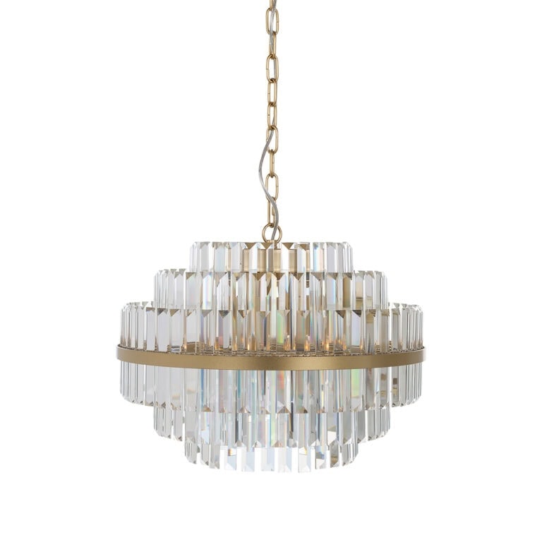 Šlifuoto aukso spalvos krištolinis pakabinamas šviestuvas Desire, 49 cm skersmens