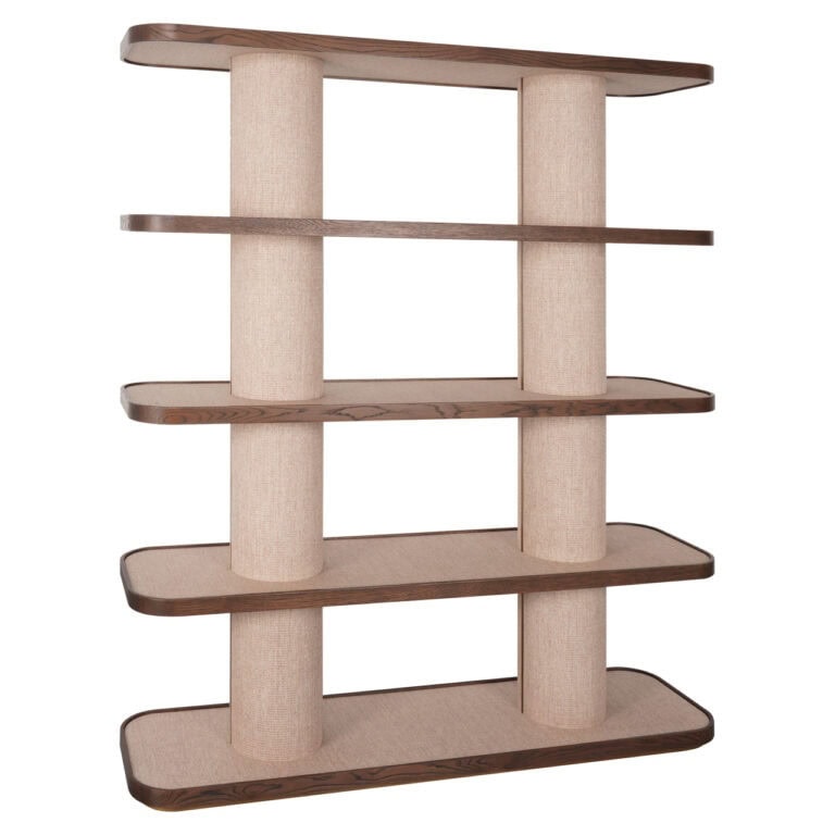 Vitrina WILLOX Beige su ąžuolo rėmu, 40 × 150 × 180 cm