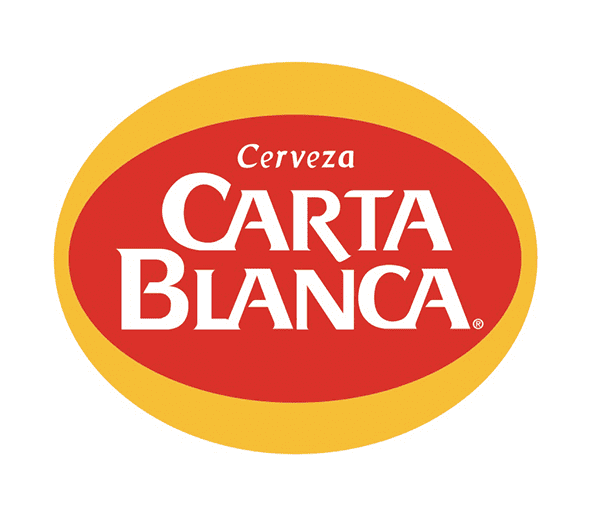 Carta Blanca beer logo with red and yellow oval design.