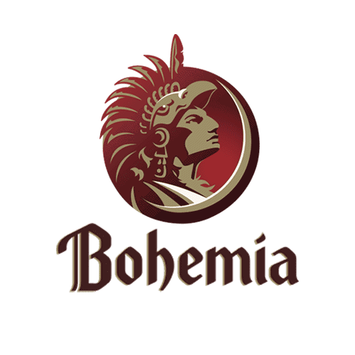 Bohemia logo featuring a warrior woman with a feathered headdress.
